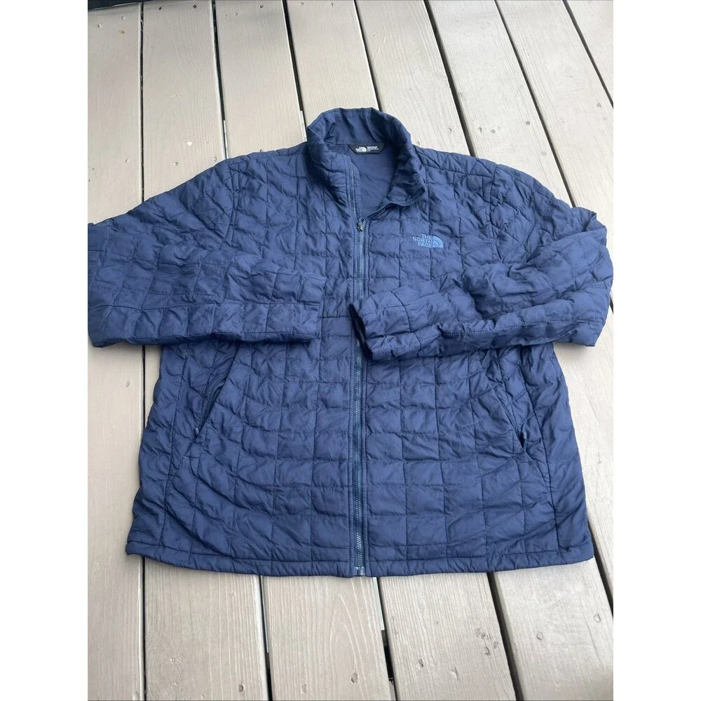 THE NORTH FACE Men's Thermoball Eco Jacket Quilted Puffer Full Zip Blue Large